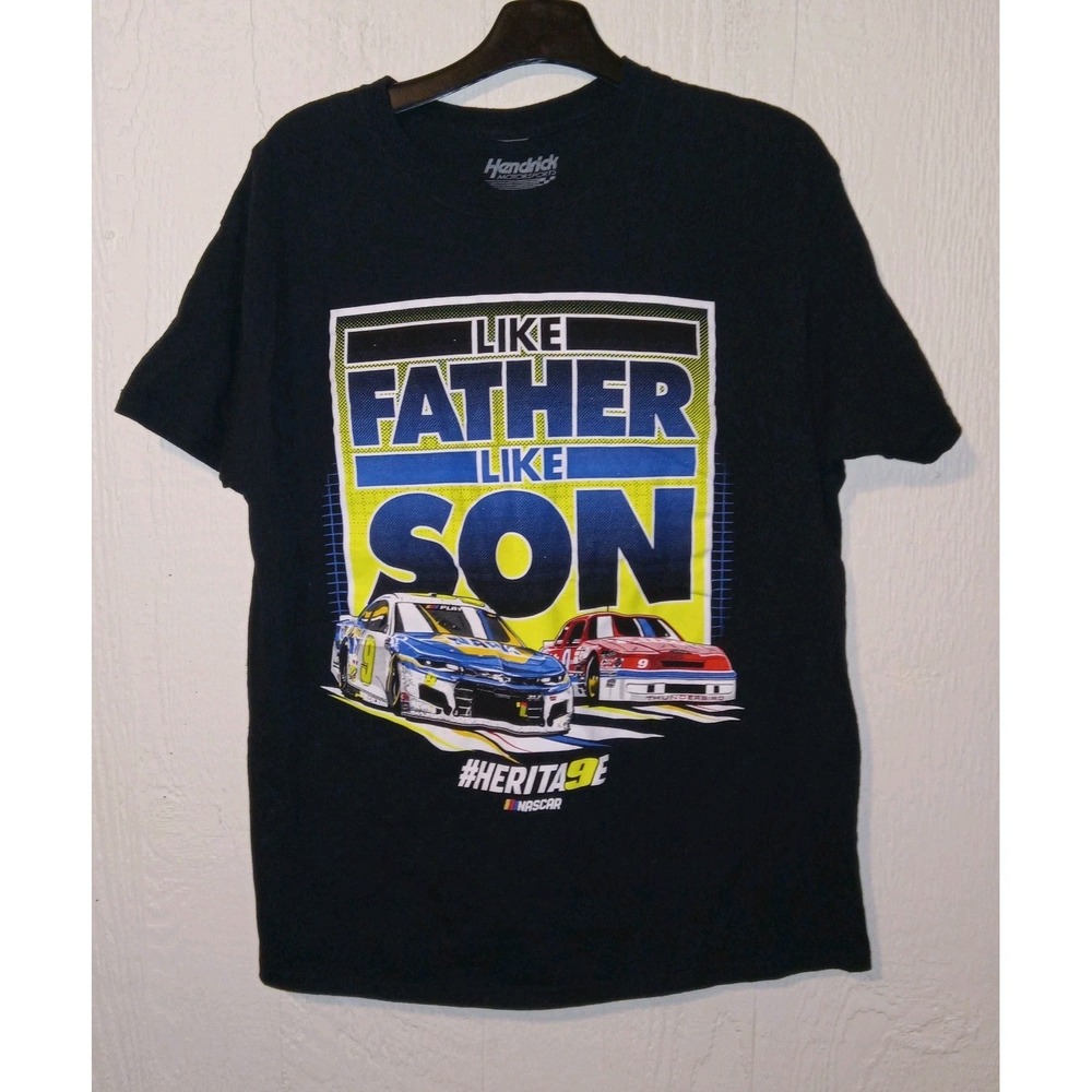 Hendrick Motorsports T Shirt Mens Large Black Like Father Like Son NASCAR Tee